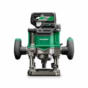 The HiKOKI Cordless Plunge Router with multivolt battery fitted